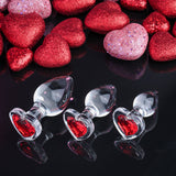 Adam & Eve RED HEART GEM GLASS PLUG SET