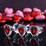 Adam & Eve RED HEART GEM GLASS PLUG SET