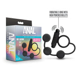 Anal Adventures Platinum Anal Beads & Vibrating C-Ring